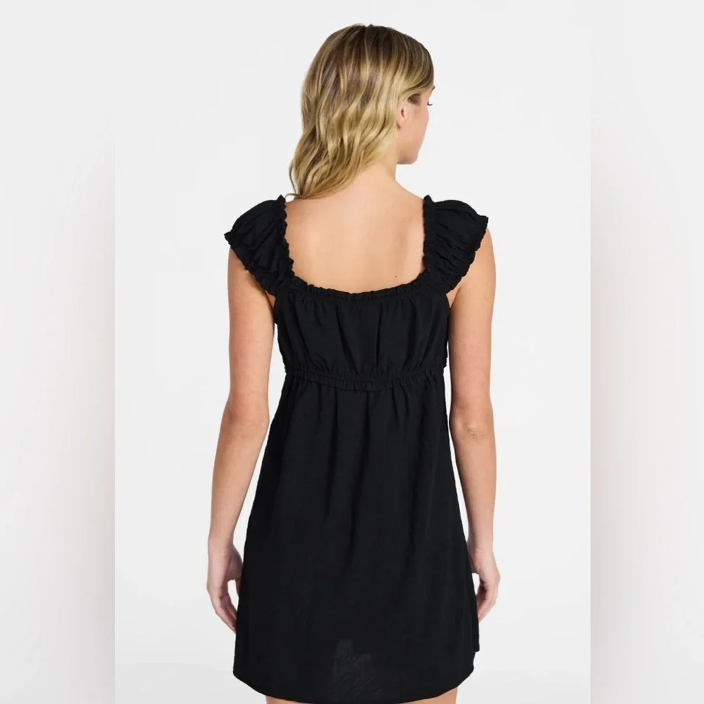 NWT No Boundaries Black Fit & Flare Mini Dress XL 16-18 Sweetheart Ruffle Sleeve